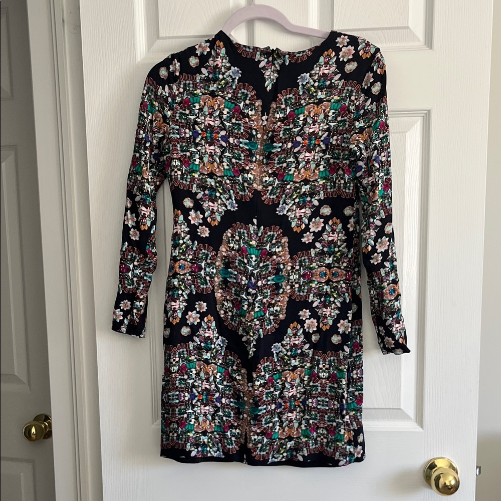 Black Floral Patterned Mini Dres - Picture 4 of 5